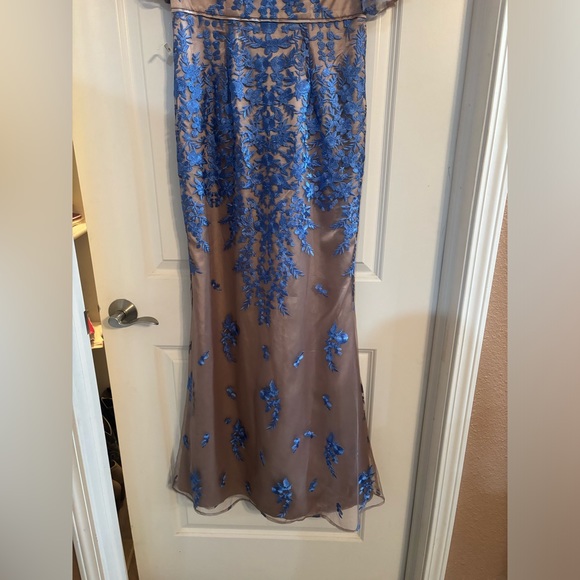 Long Formal Gown - JS COLLECTIONS EMBROIDERED FLUTTER SLEEVE GOWN - Picture 8 of 9